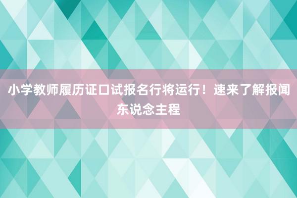 小学教师履历证口试报名行将运行！速来了解报闻东说念主程